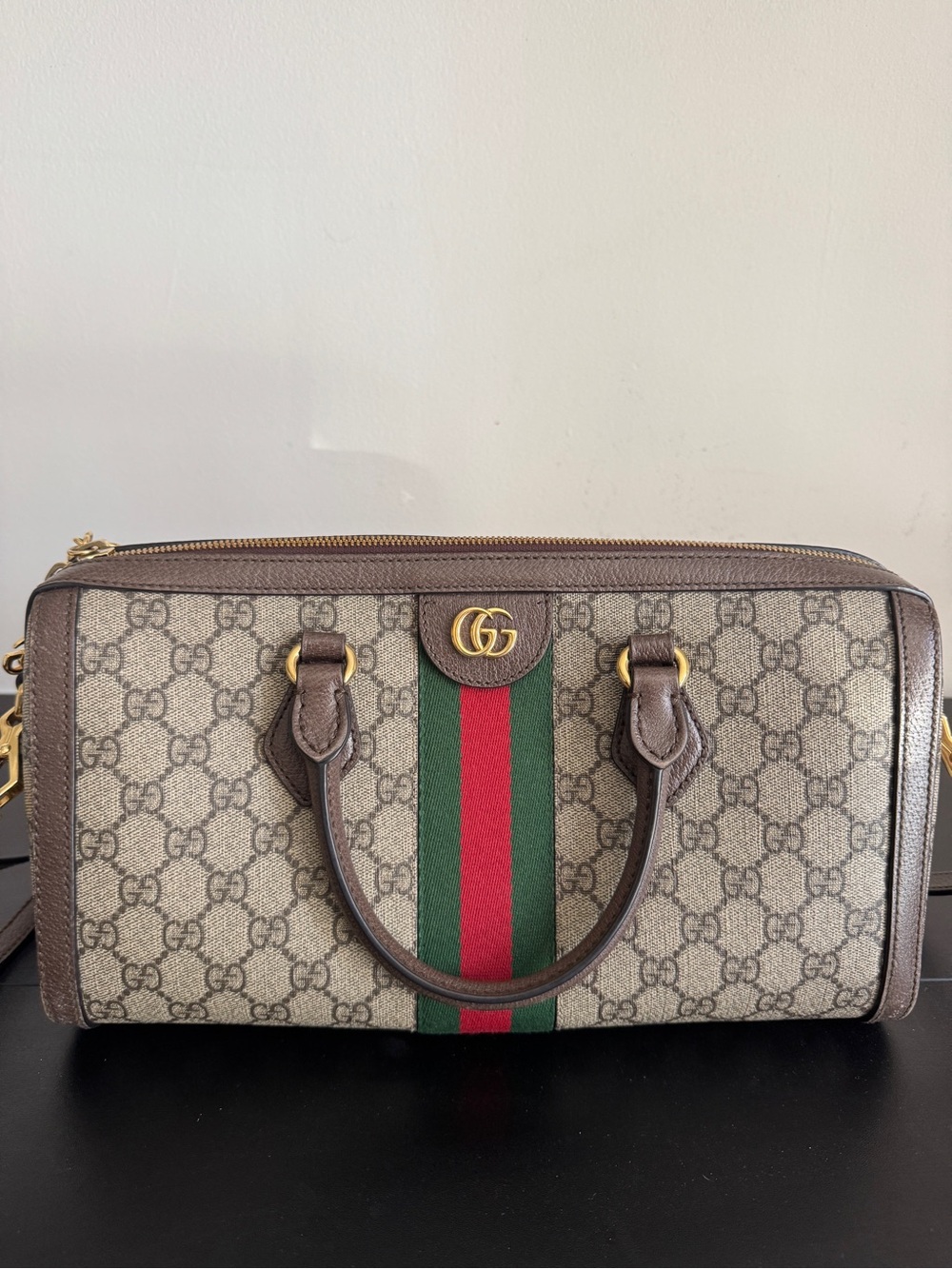 Gucci Ophidia GG Supreme Medium Top Handle Boston Bag